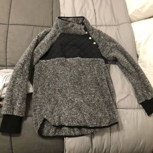 button up color block Sherpa fleece